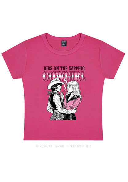 Dibs On The Sapphic Cowgirl Pride Y2K Baby Tee Cherrykitten