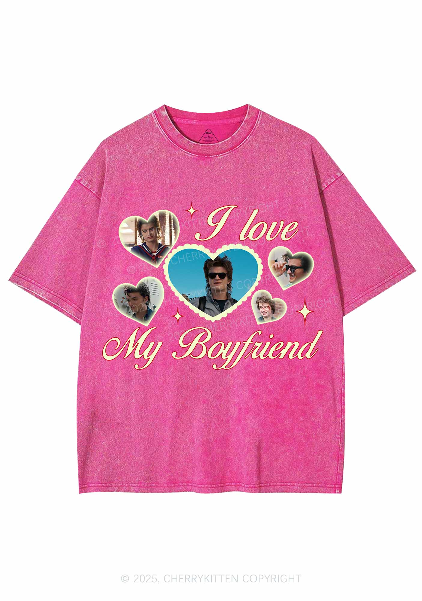 I Love My Boyfriend SH Y2K Shirts Washed Tee Cherrykitten