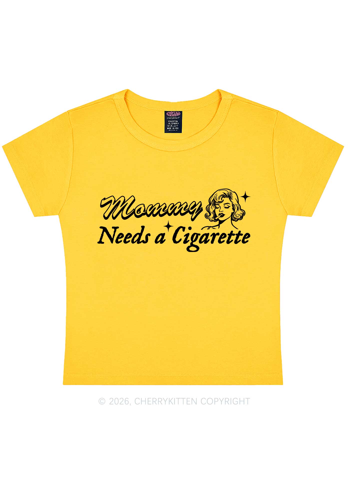 Mommy Needs Cigarette Y2K Baby Tee Cherrykitten