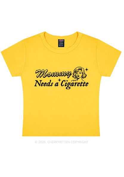 Mommy Needs Cigarette Y2K Baby Tee Cherrykitten