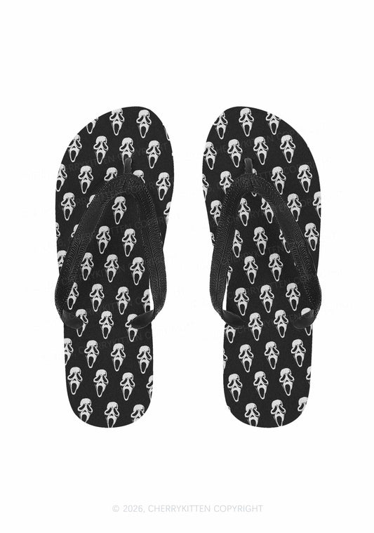 Halloween Spooky Ghost Y2K Print Flip Flops Cherrykitten