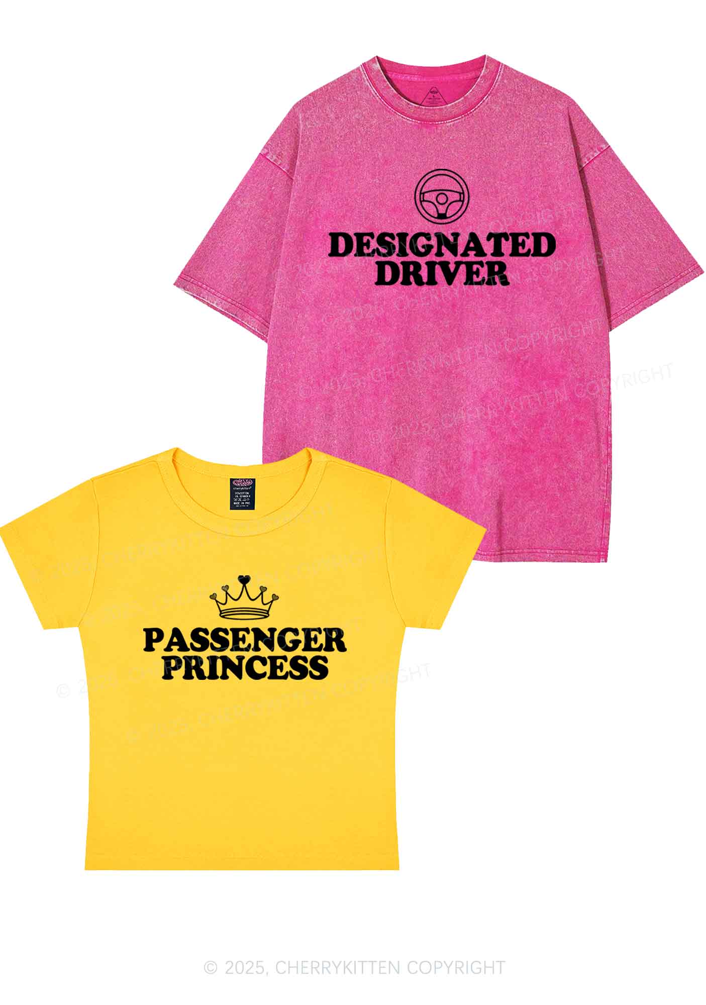 Passenger Princess Designated Driver Y2K Valentine's Day Couple Shirt Cherrykitten