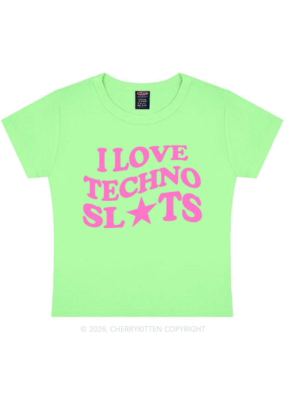 I Love Techno Slxts Y2K Baby Tee Cherrykitten
