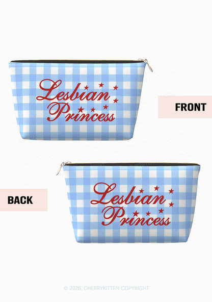 Blue Plaid Lesbian Princess Pride Y2K Makeup Bag Cherrykitten