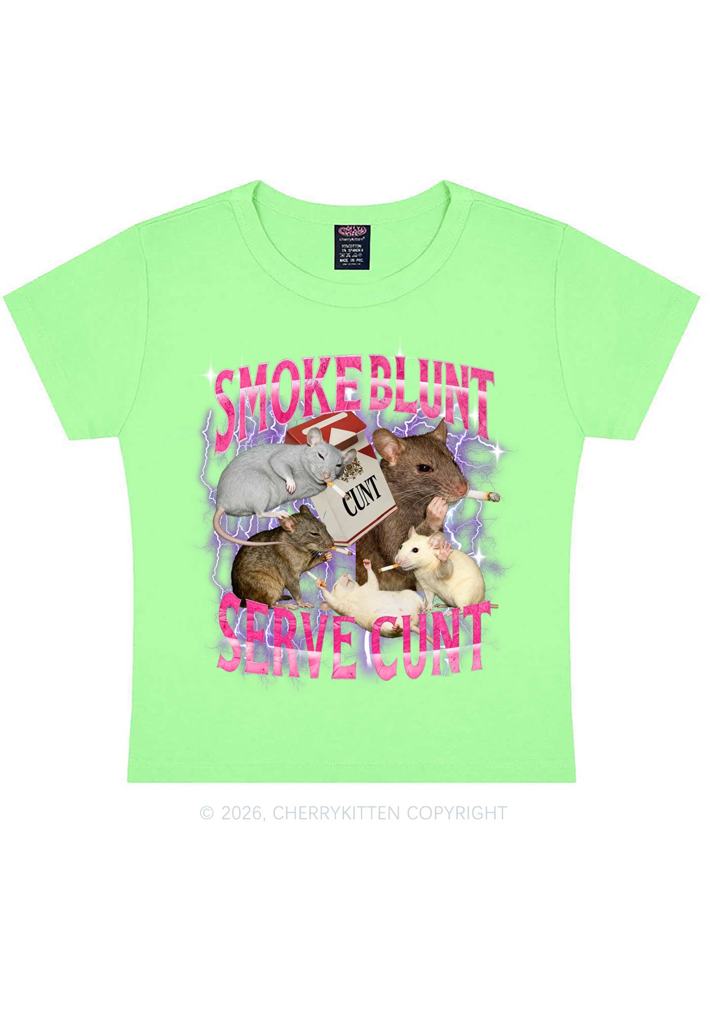 Smoke Blunt Rats Y2K Baby Tee Cherrykitten