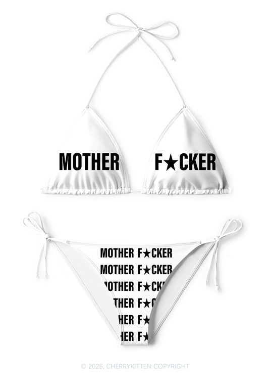 Mother Fxxker Y2K Print Bikini Set Cherrykitten