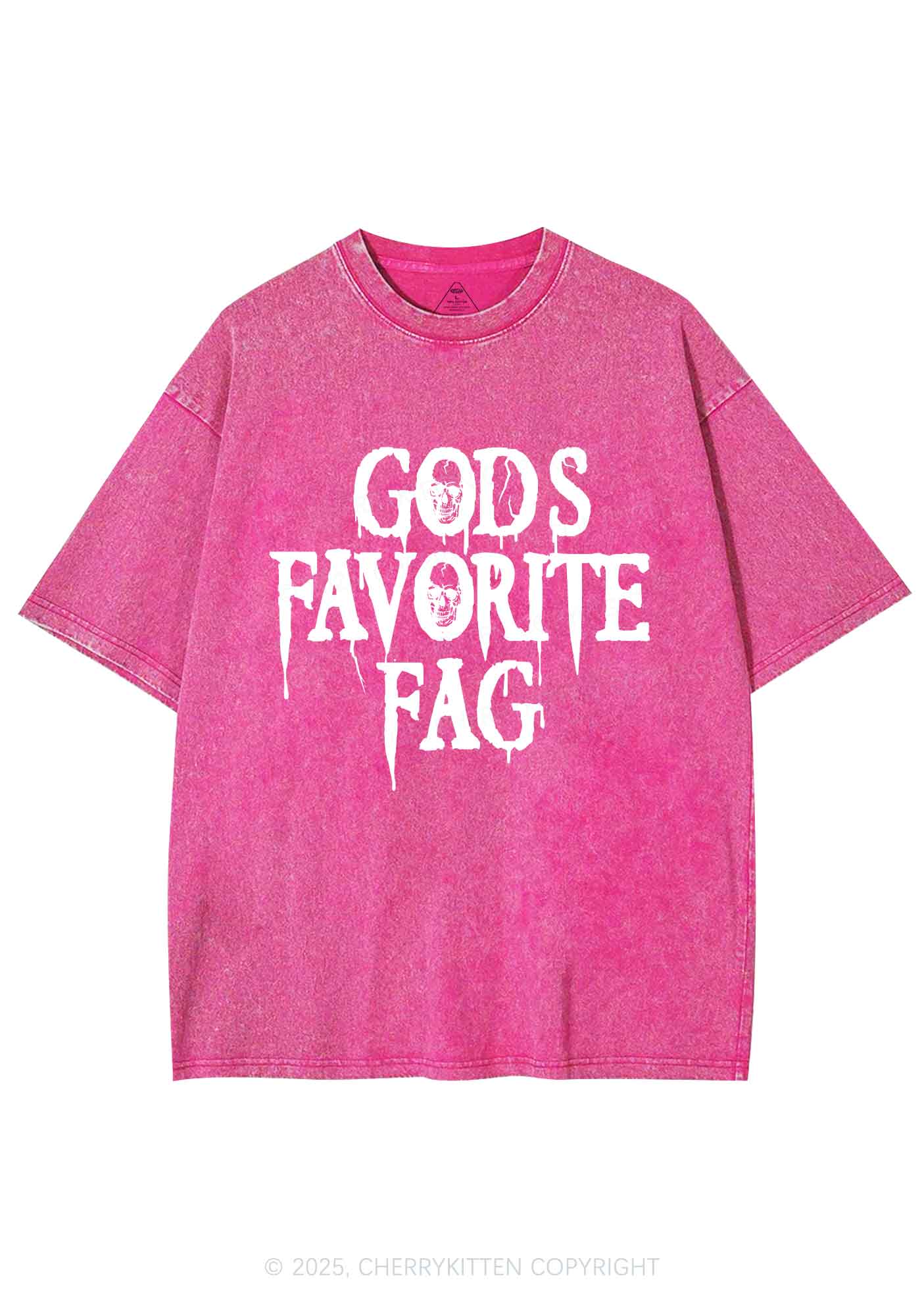 Halloween Gods Favorite Fag Pride Y2K Shirts Washed Tee Cherrykitten