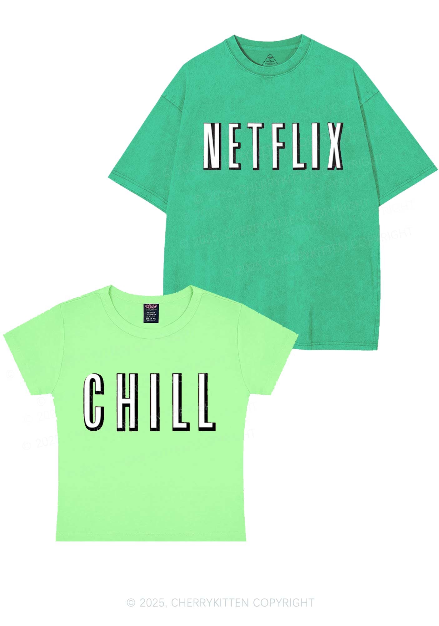 Netflix Chill Y2K Valentine's Day Couple Shirt Cherrykitten