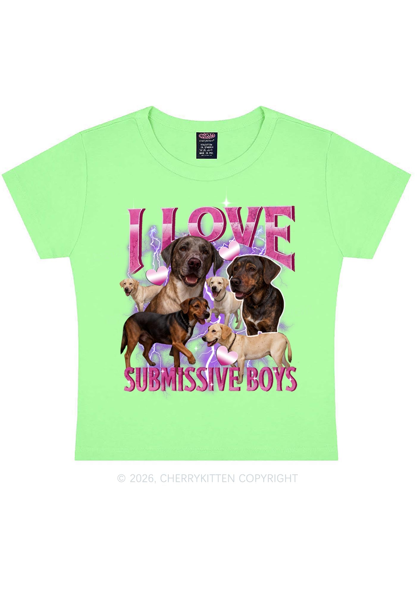 I Love S Dogs Y2K Baby Tee Cherrykitten