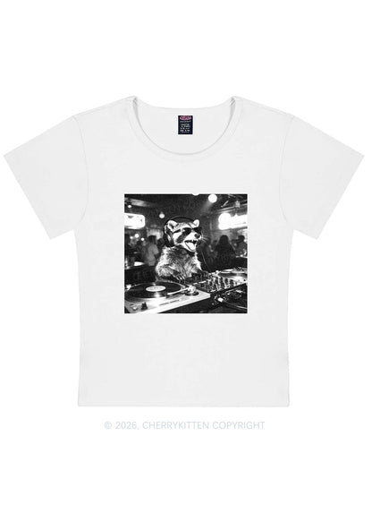 Vintage DJ Raccoon Y2K Baby Tee Cherrykitten