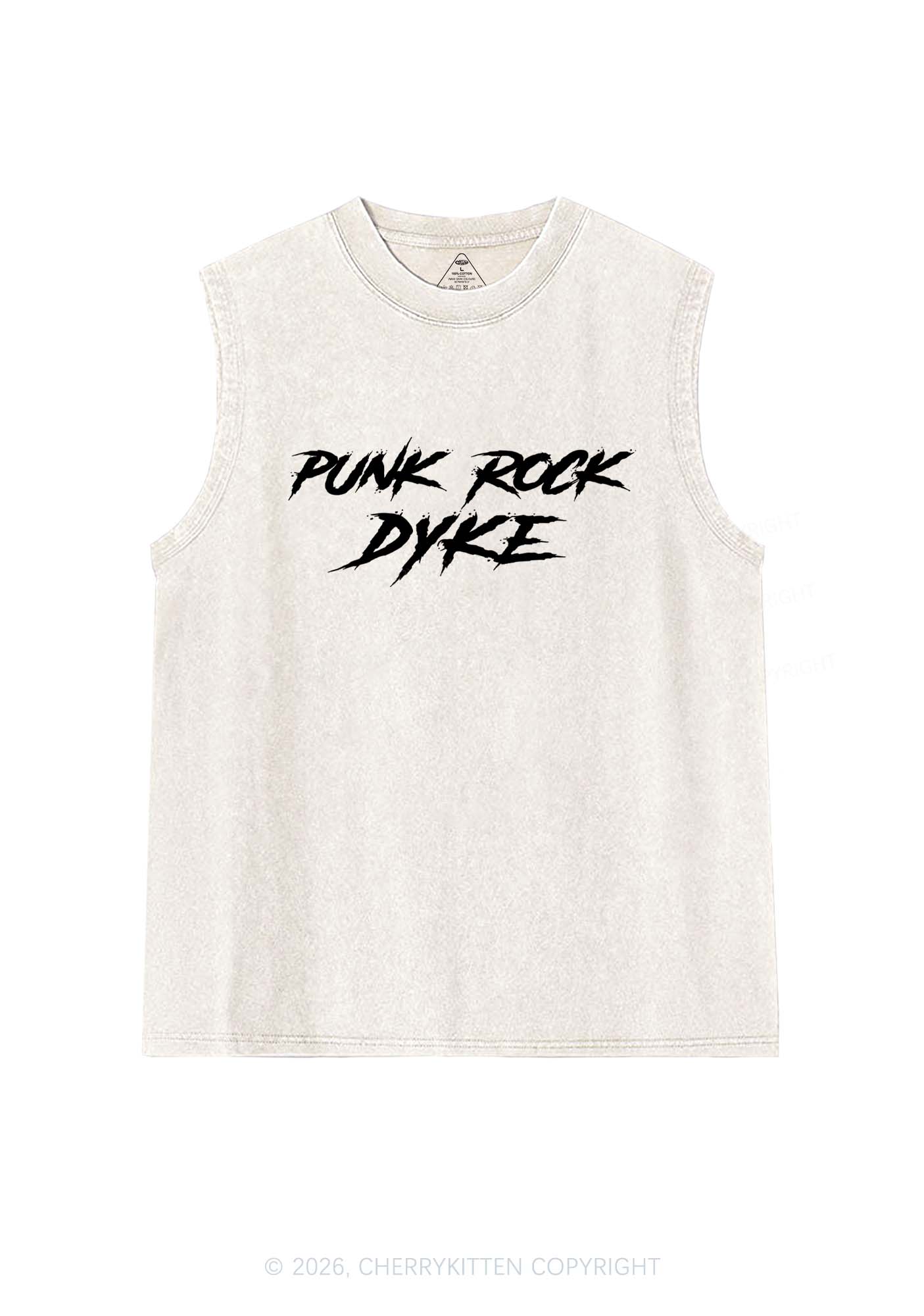 Punk Rock Dyke Pride Y2K Washed Muscle Tank Cherrykitten