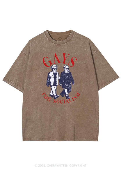 Gays For Socialism Pride Y2K Shirts Washed Tee Cherrykitten