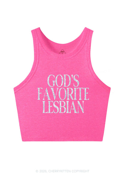 Glitter Gods Favorite Lesbian Pride Y2K Crop Tank Top Cherrykitten