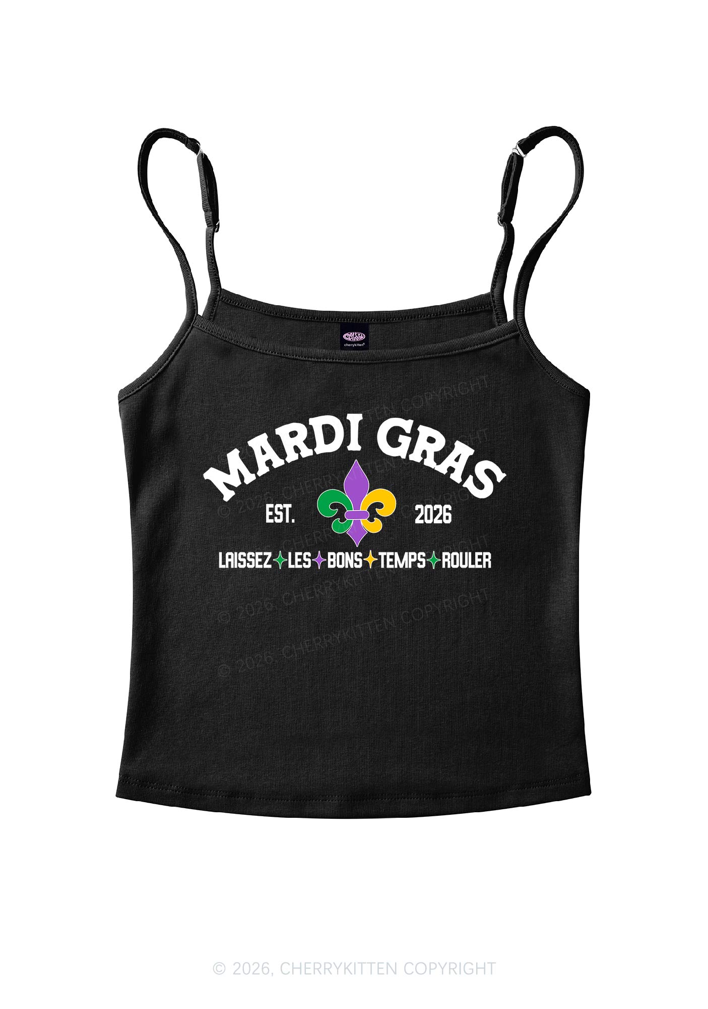 Mardi Gras Laissez Les Bons Temps Rouler Y2K Spaghetti Strap Cami Cherrykitten