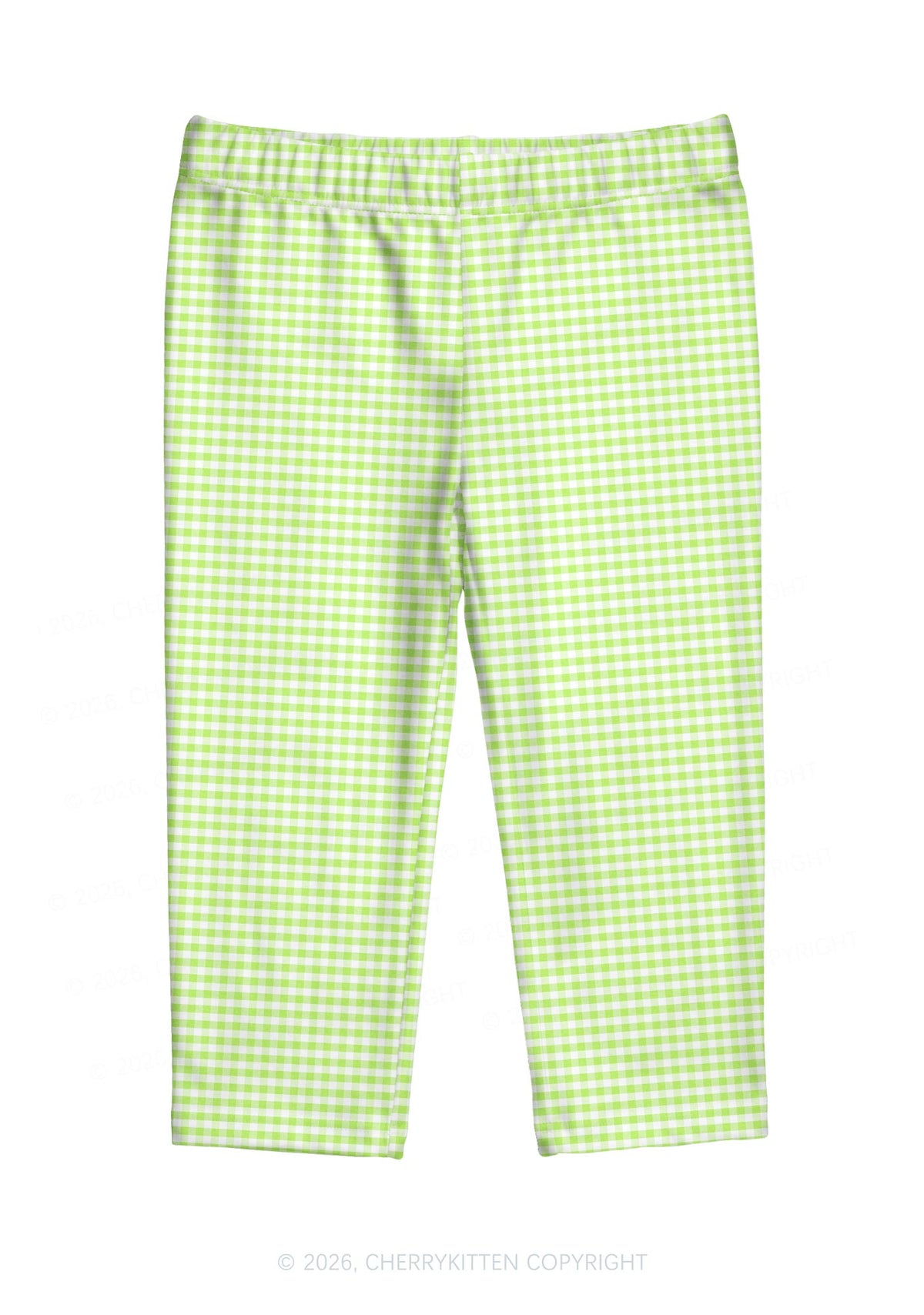 White Green Plaid Y2K Print Capri Pants Cherrykitten