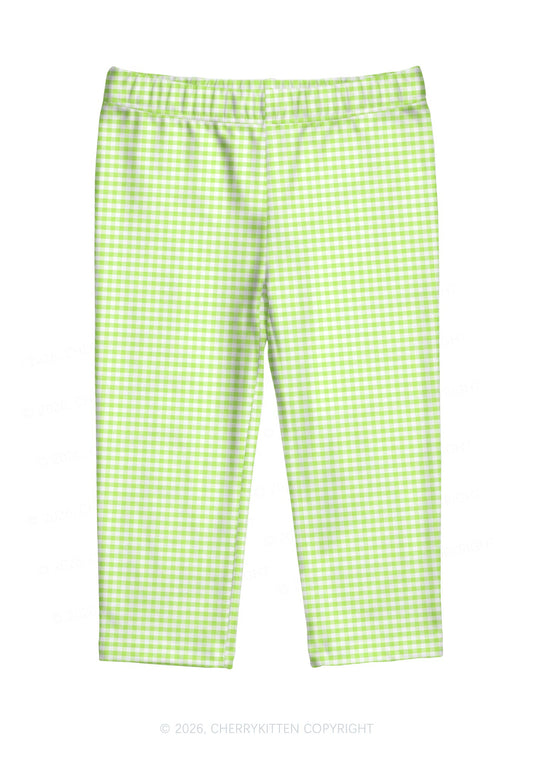 White Green Plaid Y2K Print Capri Pants Cherrykitten