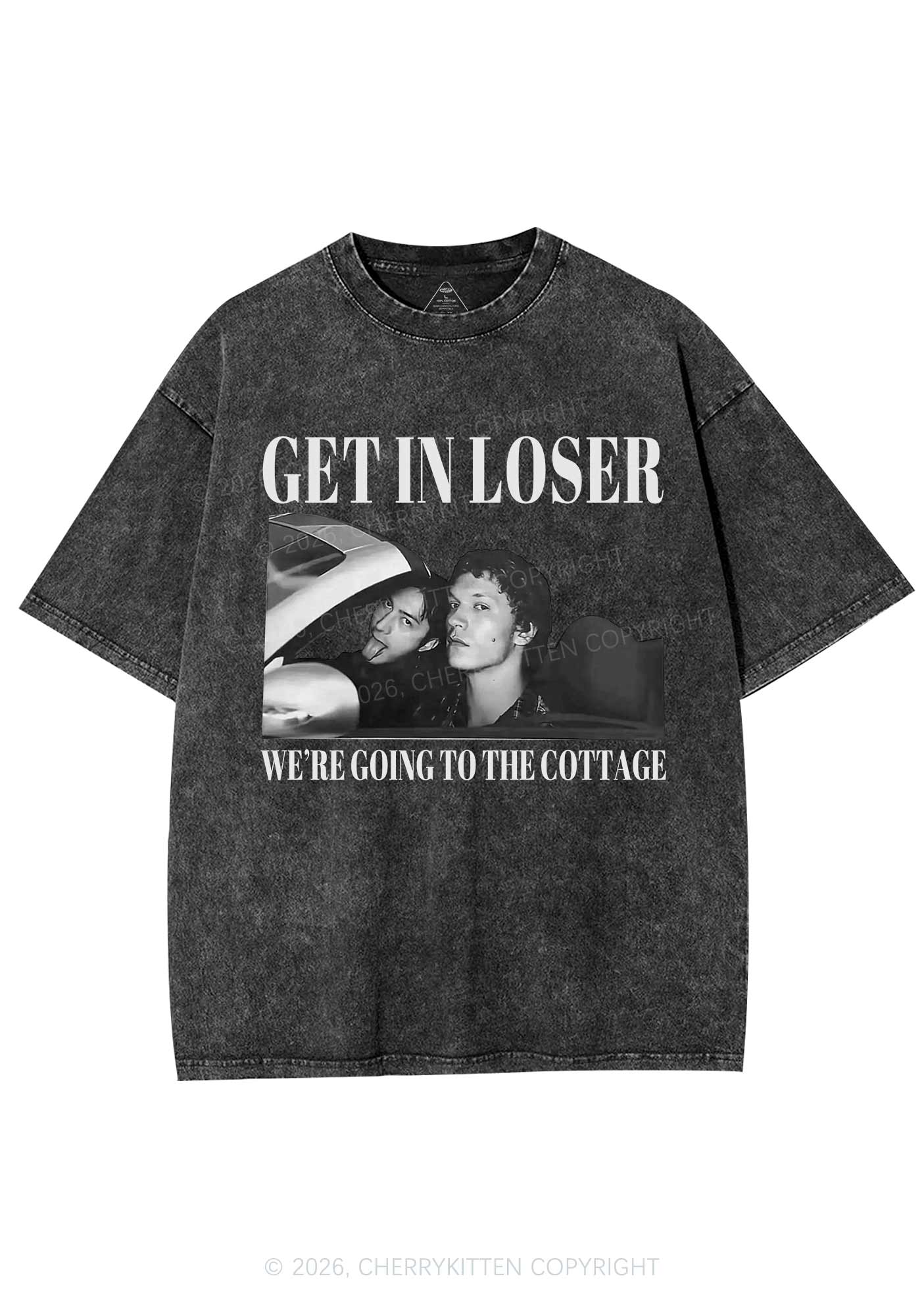 Get In Loser HR Y2K Shirts Washed Tee Cherrykitten