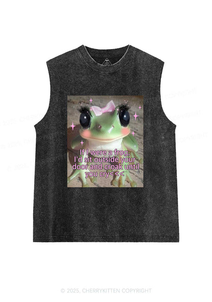 If I Were Frog Y2K Washed Muscle Tank Cherrykitten