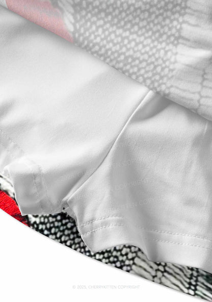 Tiger Striped Red Block Y2K Print Mini Skirt Cherrykitten