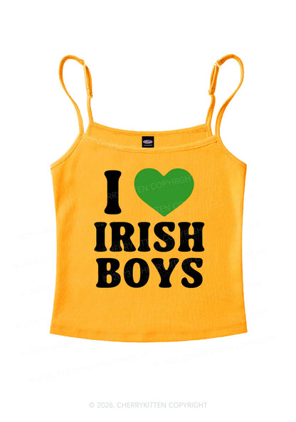 I Love Irish Boys St Patricks Y2K Spaghetti Strap Cami Cherrykitten