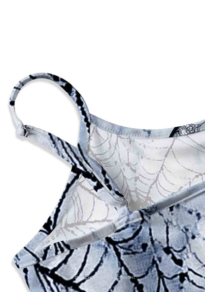 Web And Butterflies Y2K Print Cami Crop Top Cherrykitten