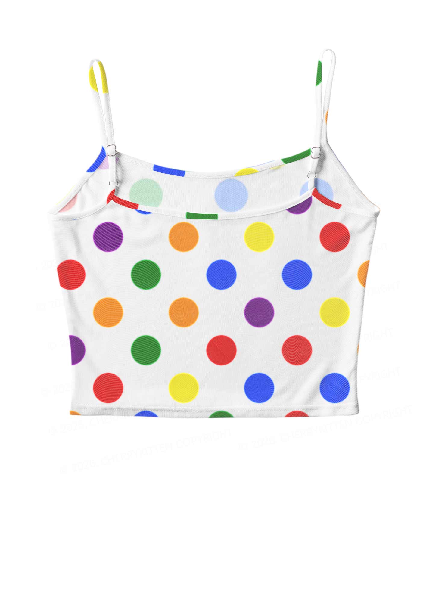 Rainbow Dots On White Pride Y2K Mesh Cami Tank Cherrykitten