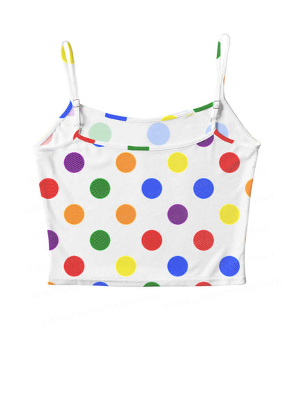 Rainbow Dots On White Pride Y2K Mesh Cami Tank Cherrykitten