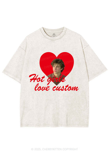 Hot Girl Custom Love Y2K Shirts Washed Tee Cherrykitten
