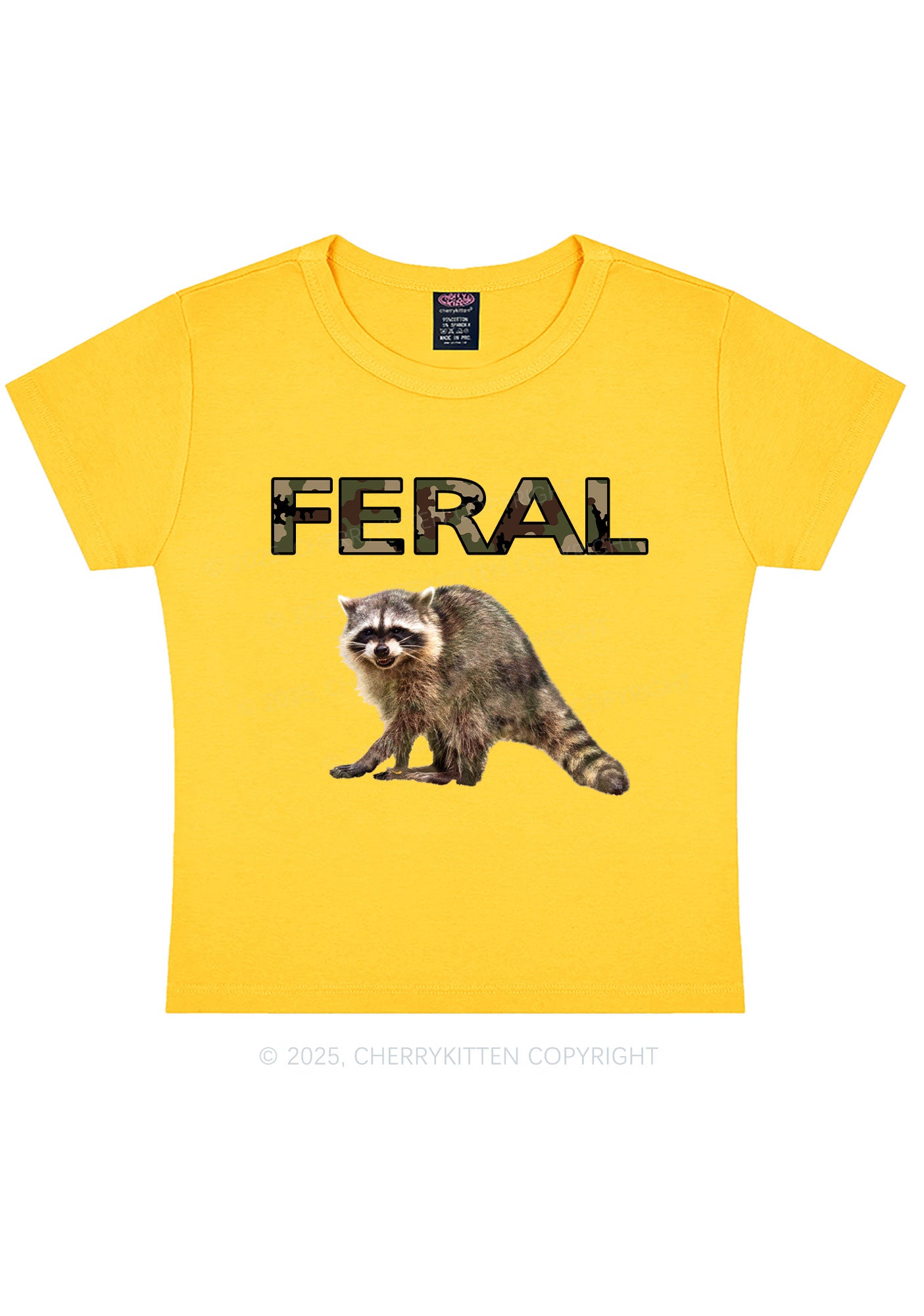 Feral Raccoon Y2K Baby Tee Cherrykitten