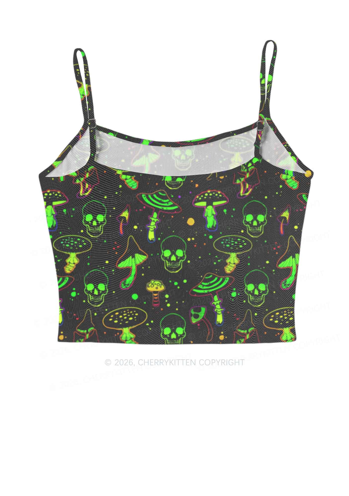Neon Skull Mushroom Y2K Mesh Cami Tank Cherrykitten