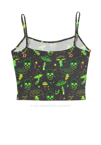 Neon Skull Mushroom Y2K Mesh Cami Tank Cherrykitten