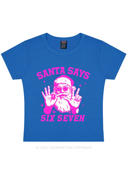 Christmas Santa Says Six Seven Y2K Baby Tee Cherrykitten