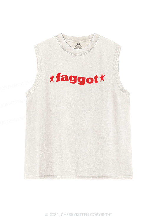 Red Faggot Pride Y2K Washed Muscle Tank Cherrykitten