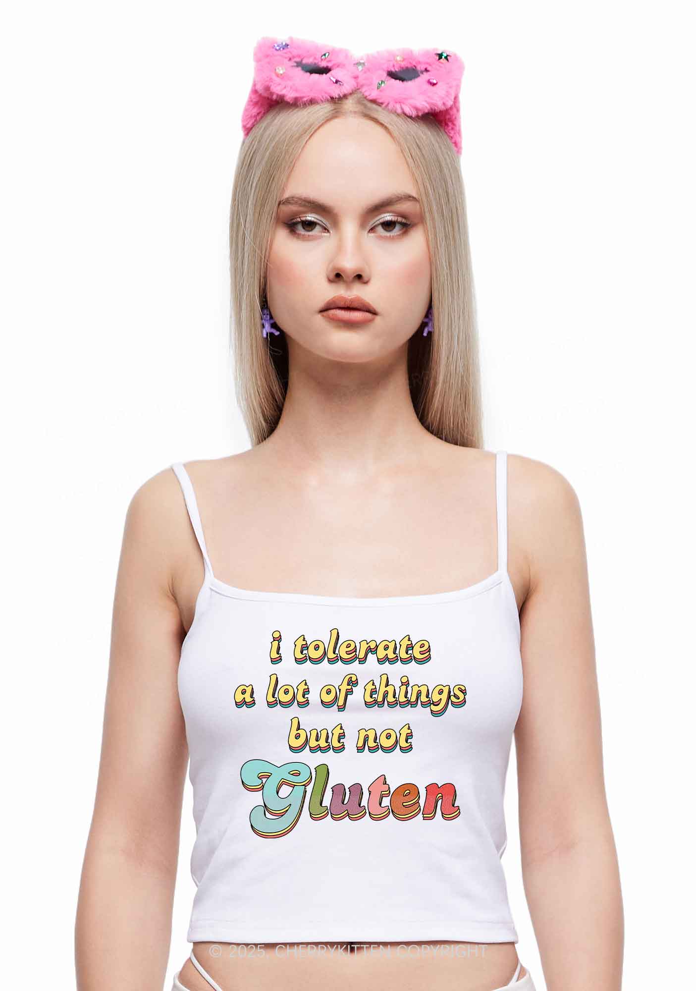 Tolerate Gluten Y2K Spaghetti Strap Cami Cherrykitten