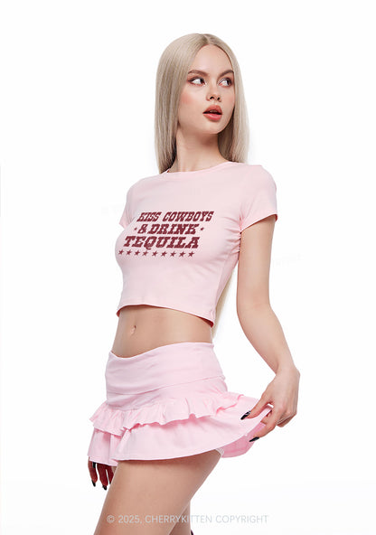 Kiss Cowboys Y2K Baby Tee Cherrykitten
