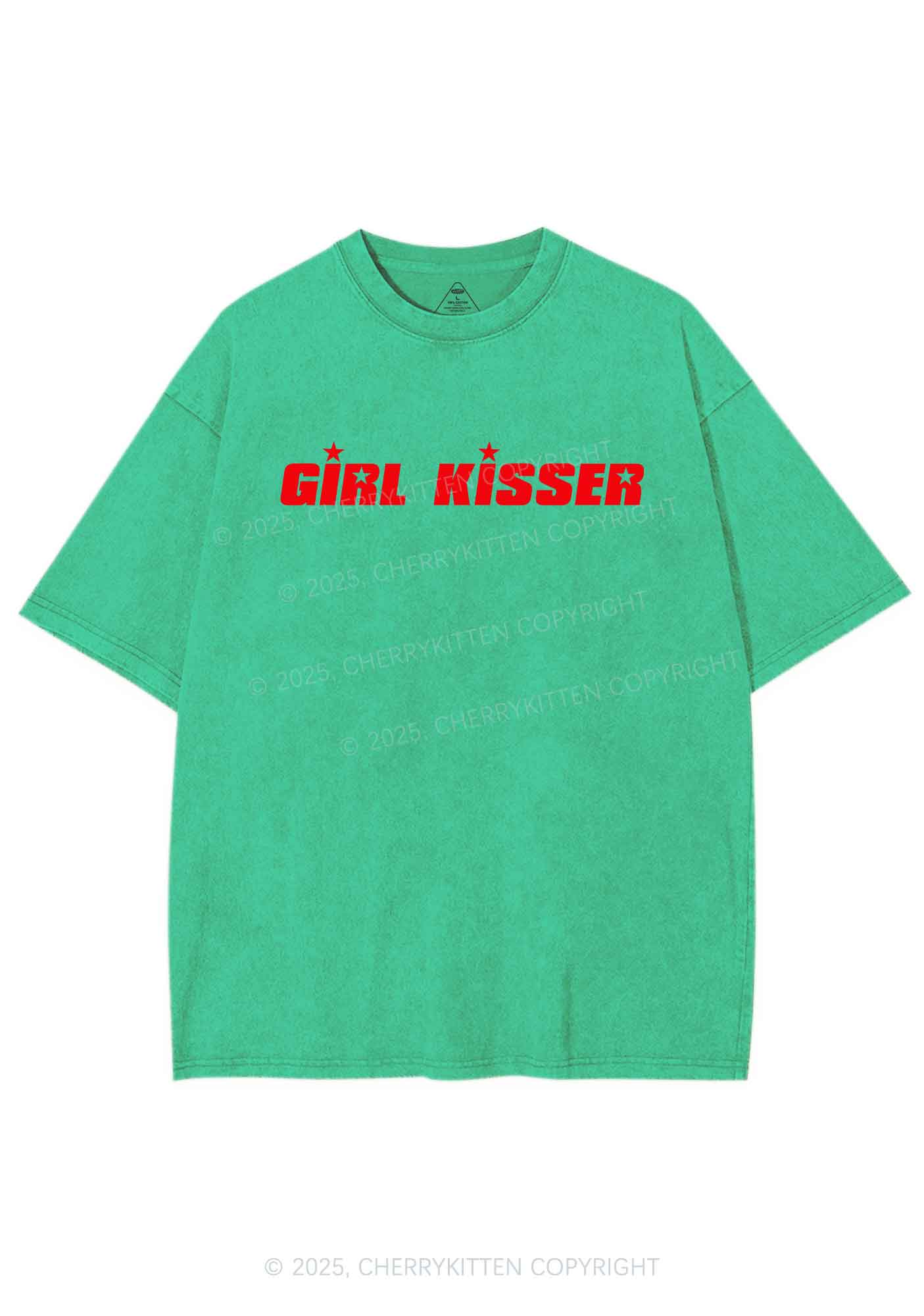 Girl Kisser Star Y2K Shirts Washed Tee Cherrykitten
