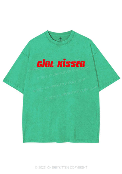 Girl Kisser Star Y2K Shirts Washed Tee Cherrykitten