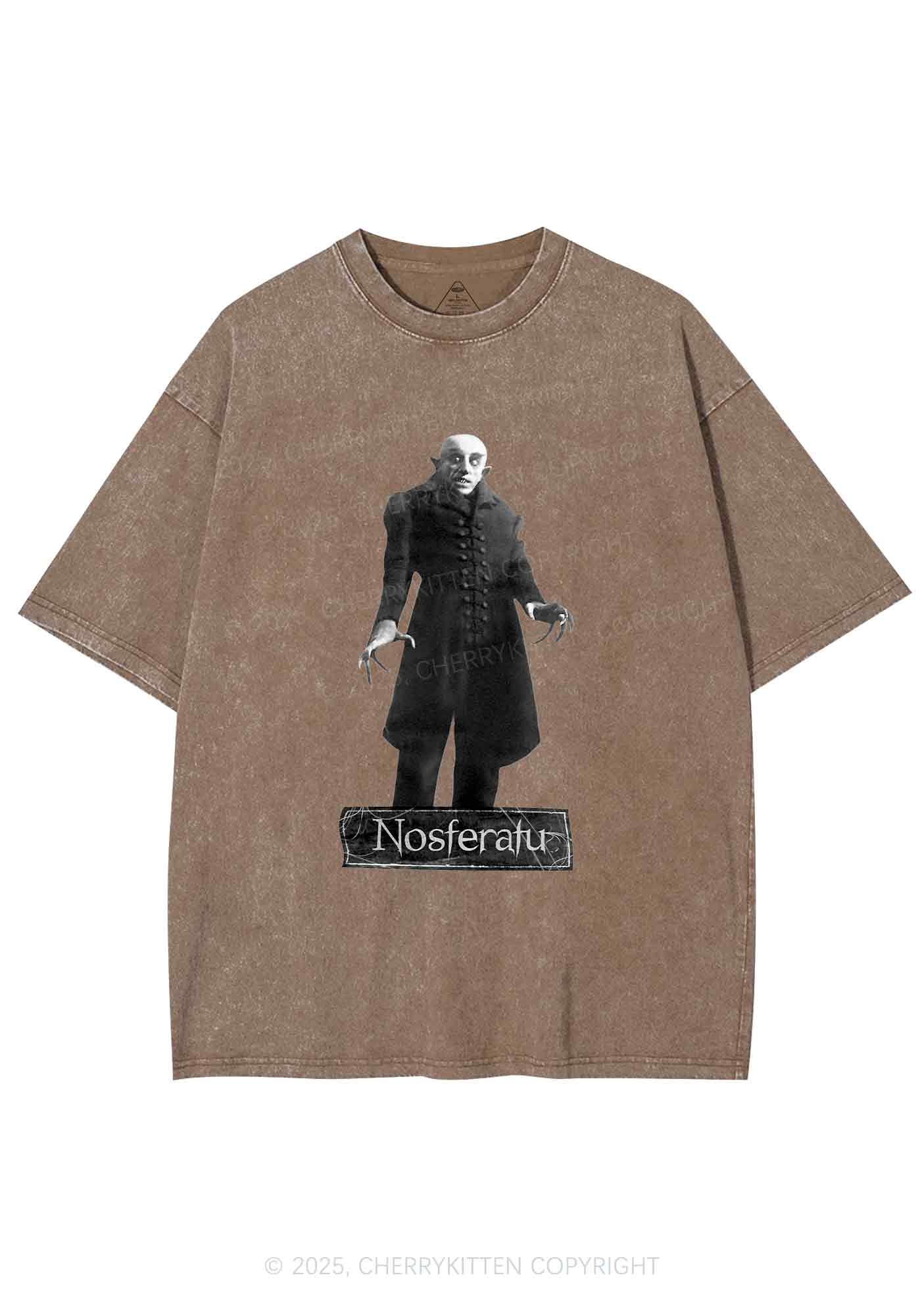 Halloween Male Vampire Y2K Shirts Washed Tee Cherrykitten