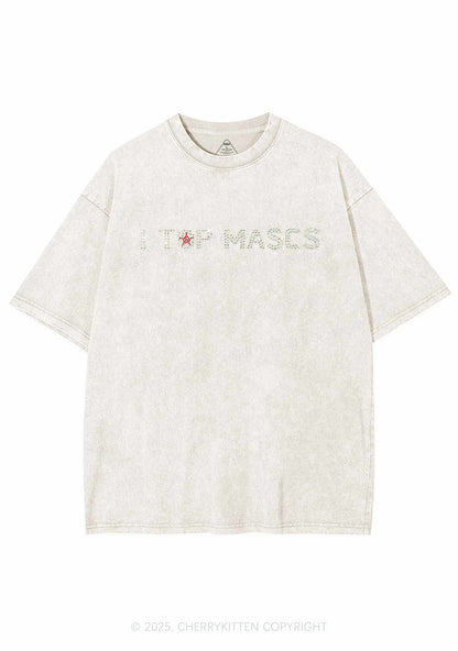 Rhinestone I Top Mascs Pride Y2K Shirts Washed Tee Cherrykitten