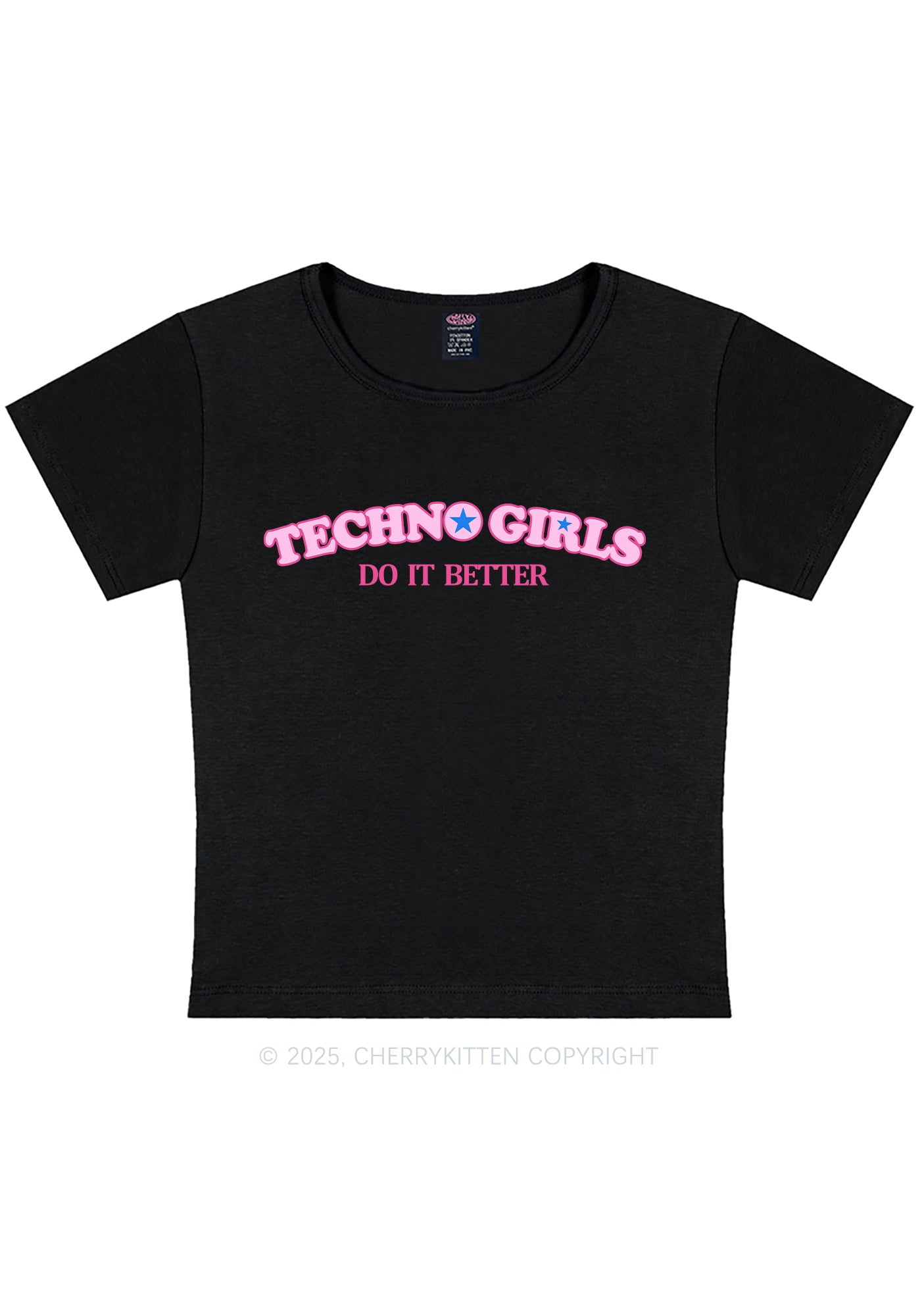 Techno Girl Do Better Y2K Baby Tee Cherrykitten