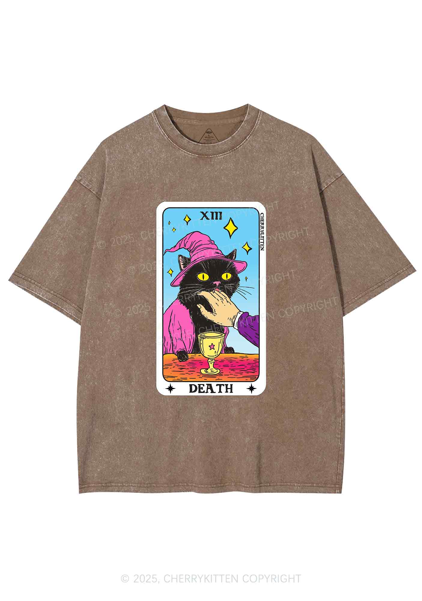 Halloween Death Black Cat Y2K Shirts Washed Tee Cherrykitten