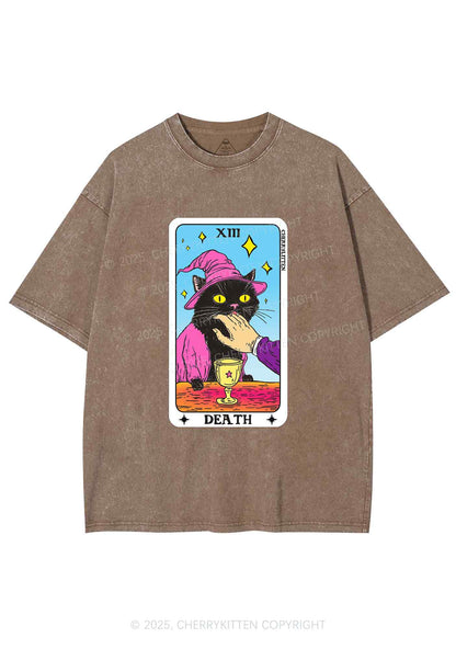 Halloween Death Black Cat Y2K Shirts Washed Tee Cherrykitten