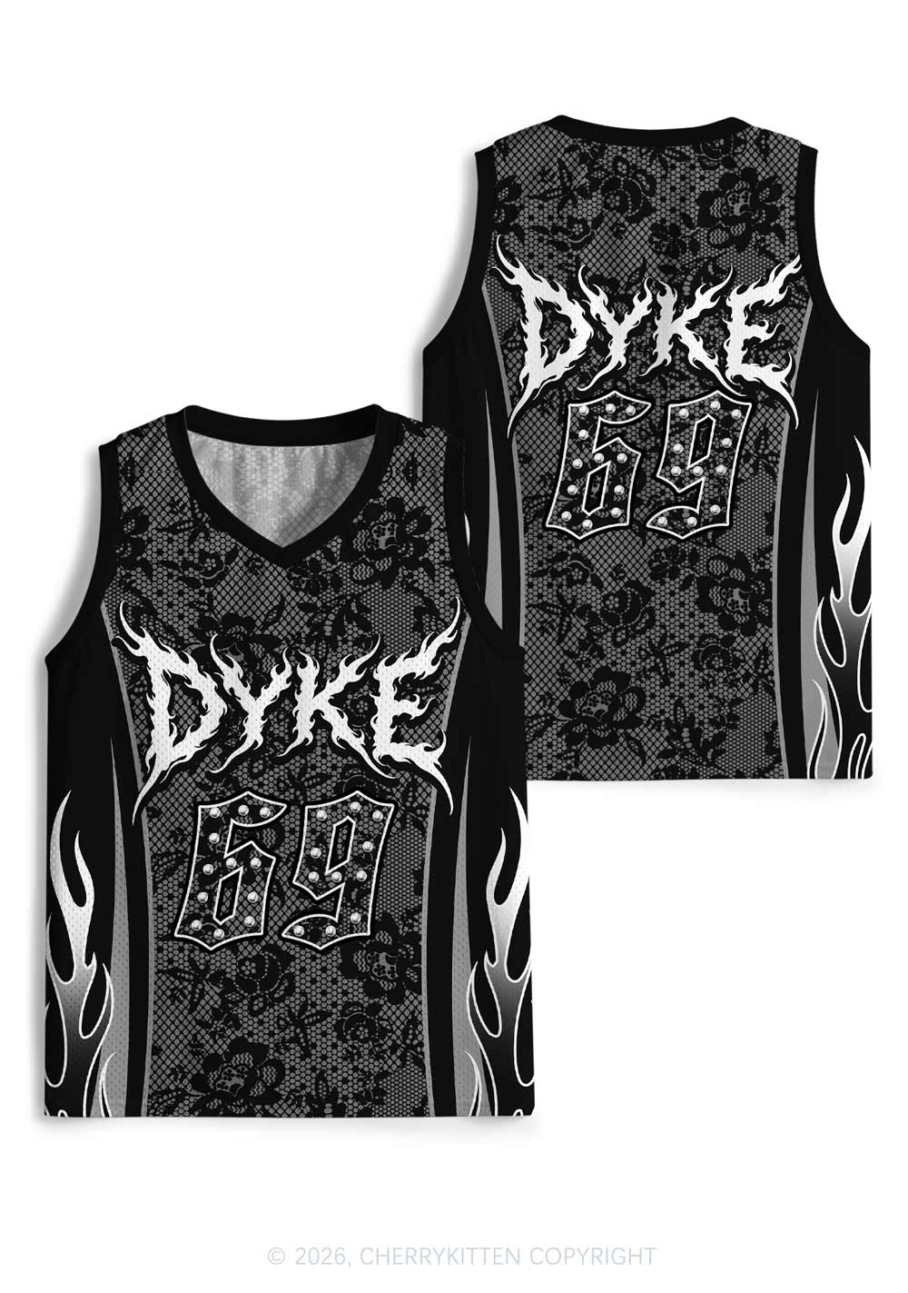 Punk Rivets Dyke Pride Y2K Sport Jersey Tank Cherrykitten