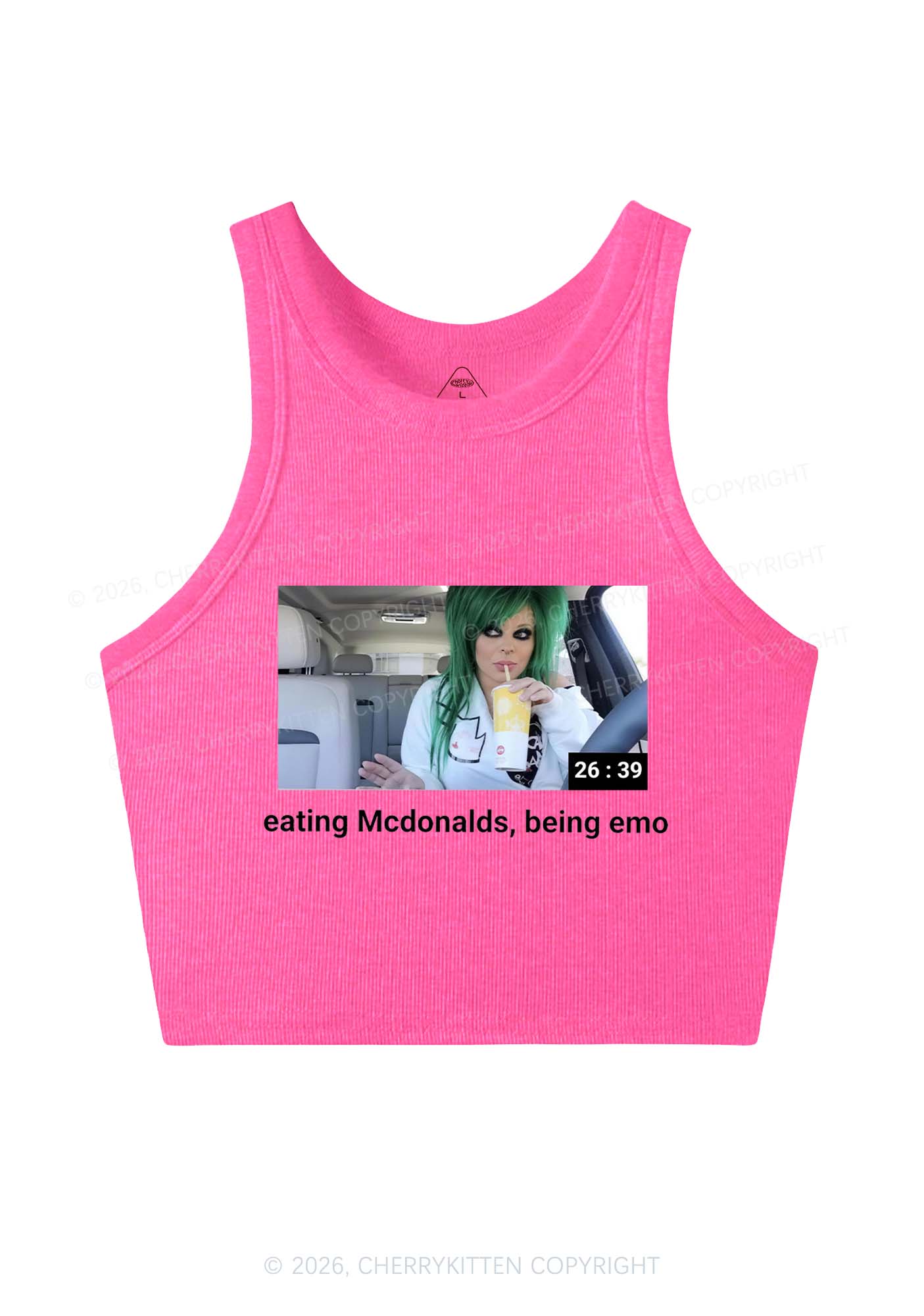 Eating Being Emo Y2K Crop Tank Top Cherrykitten