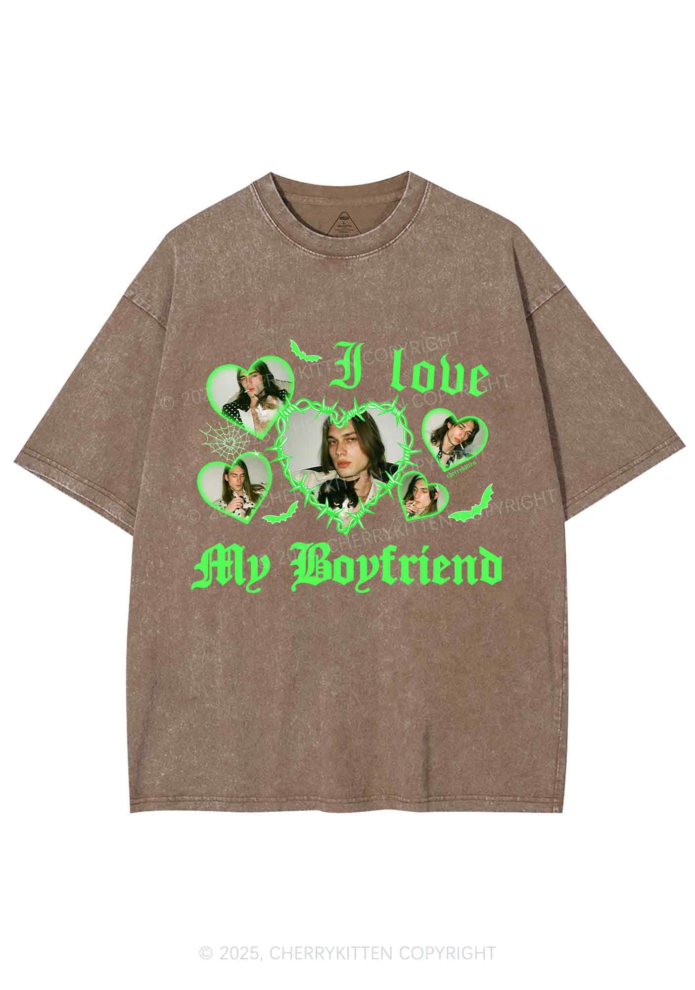 Custom Halloween Girlfriend Photos Y2K Shirts Washed Tee Cherrykitten