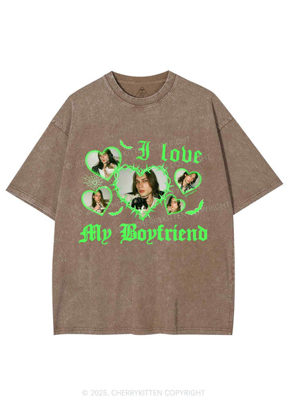 Custom Halloween Girlfriend Photos Y2K Shirts Washed Tee Cherrykitten