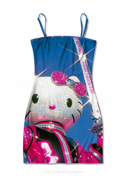 Kitten Knight Y2K Print Slip Dress Cherrykitten