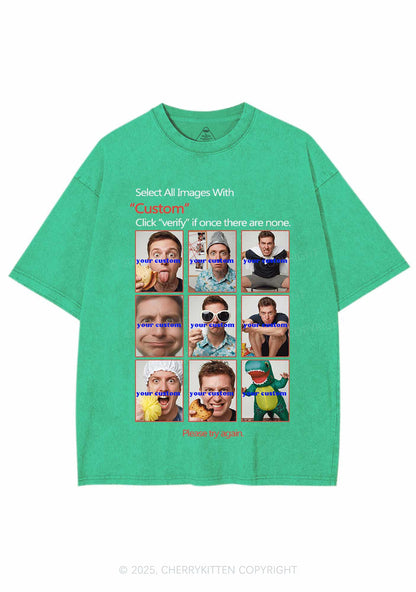 Custom Photo Verification Code Y2K Shirts Washed Tee Cherrykitten