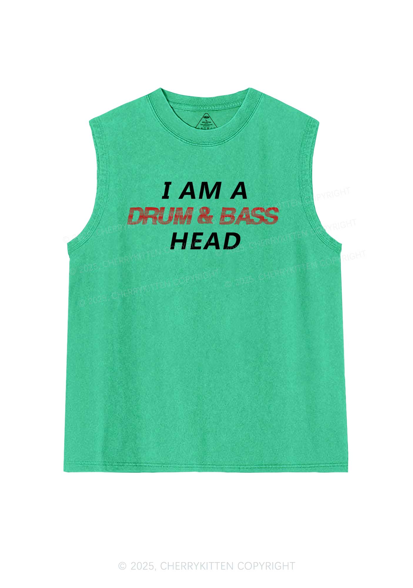 Drum Bass Head Y2K Washed Muscle Tank Cherrykitten