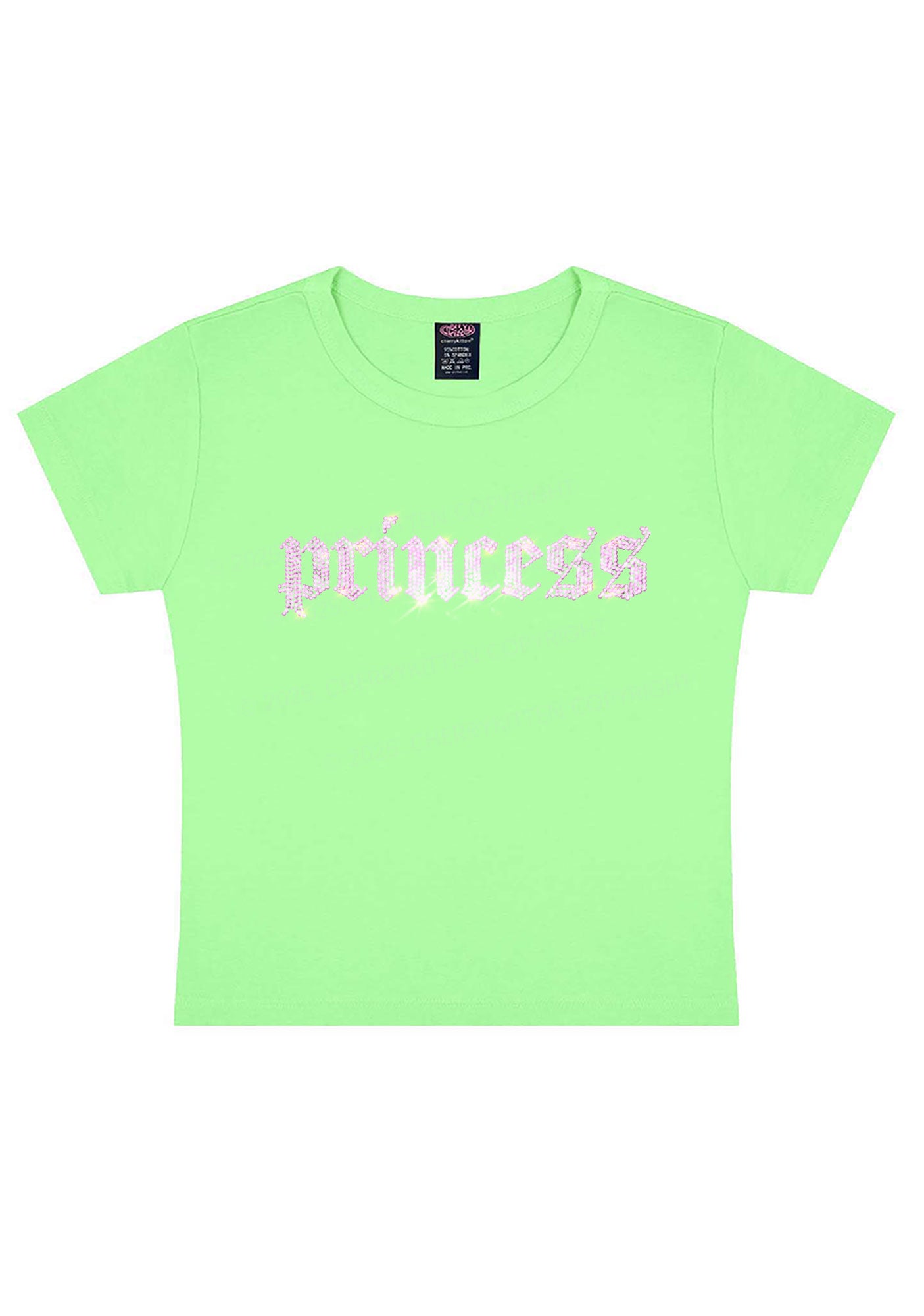 Rhinestone Princess Y2K Baby Tee Cherrykitten